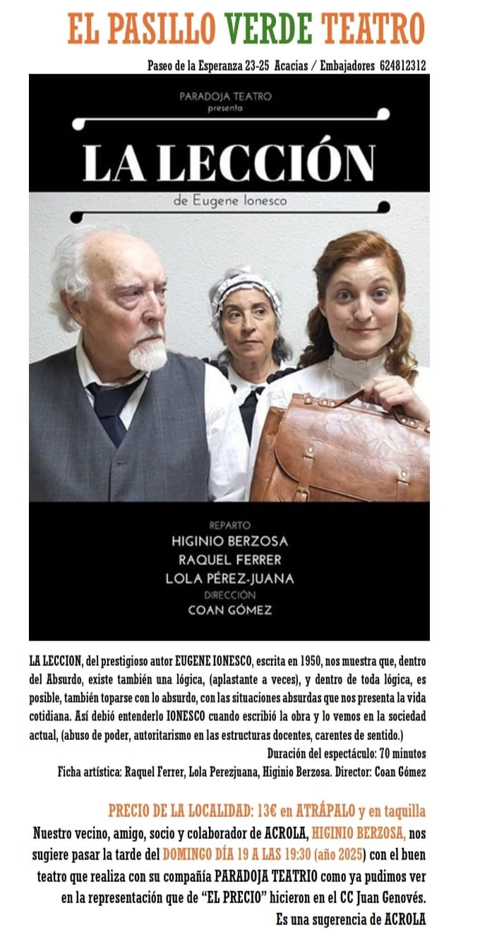 La lección, de Eugene Ionesco