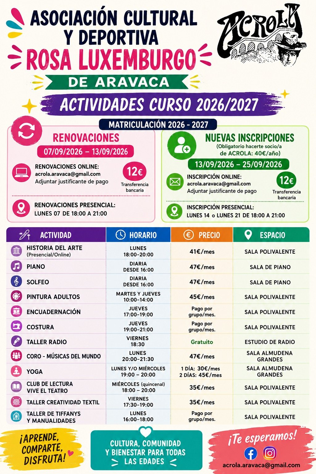 Abierta la matriculación del curso 2026/2027