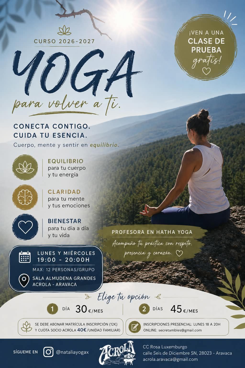 Cursos y talleres de ACROLA para el curso 2026-2027